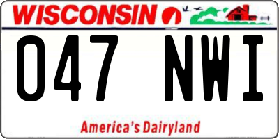 WI license plate 047NWI