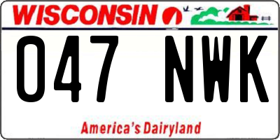 WI license plate 047NWK