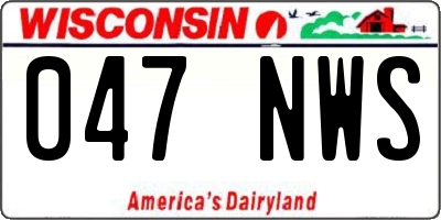 WI license plate 047NWS