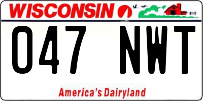 WI license plate 047NWT