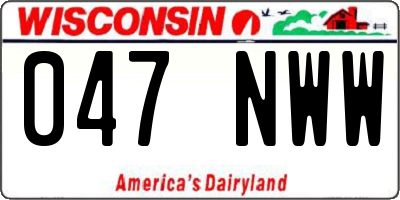 WI license plate 047NWW