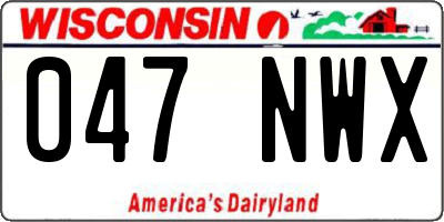 WI license plate 047NWX