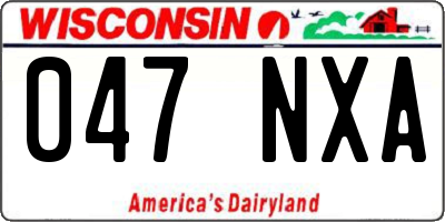 WI license plate 047NXA