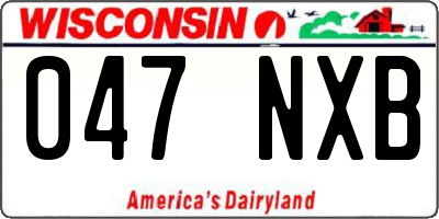 WI license plate 047NXB