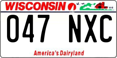 WI license plate 047NXC