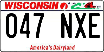 WI license plate 047NXE
