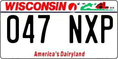 WI license plate 047NXP