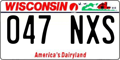 WI license plate 047NXS
