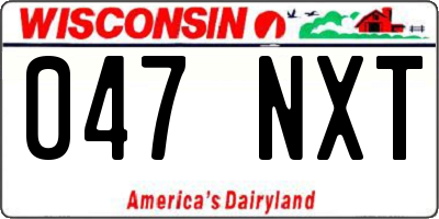 WI license plate 047NXT