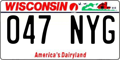 WI license plate 047NYG