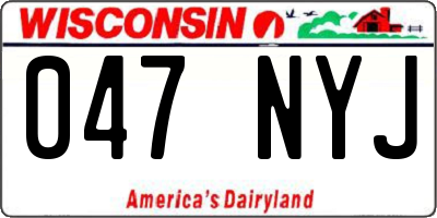 WI license plate 047NYJ