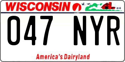 WI license plate 047NYR