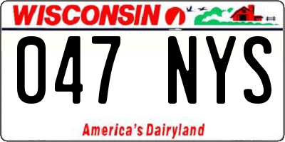 WI license plate 047NYS