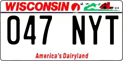 WI license plate 047NYT
