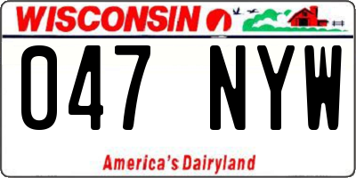 WI license plate 047NYW