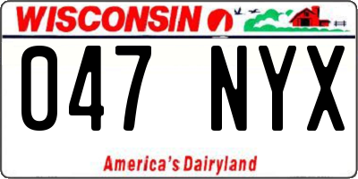 WI license plate 047NYX