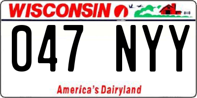 WI license plate 047NYY