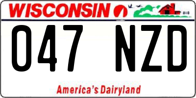 WI license plate 047NZD
