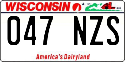 WI license plate 047NZS
