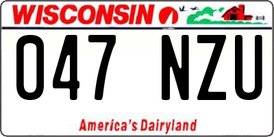 WI license plate 047NZU