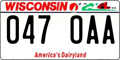 WI license plate 047OAA
