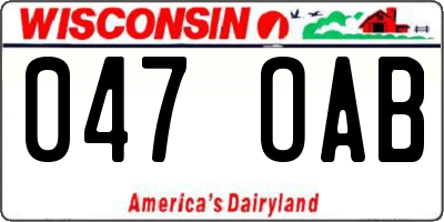 WI license plate 047OAB