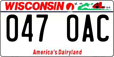 WI license plate 047OAC