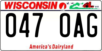 WI license plate 047OAG