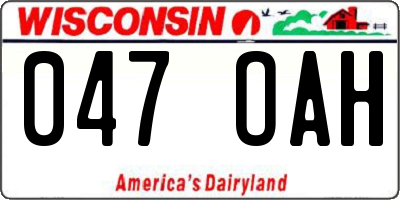 WI license plate 047OAH