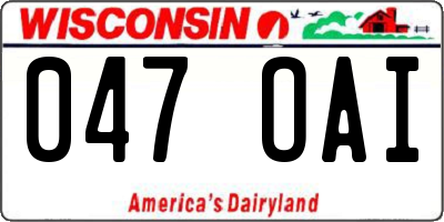 WI license plate 047OAI