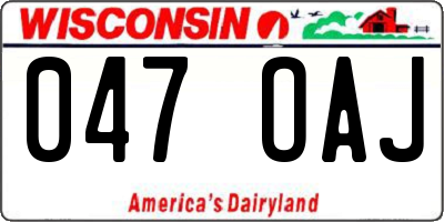 WI license plate 047OAJ
