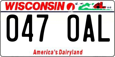 WI license plate 047OAL