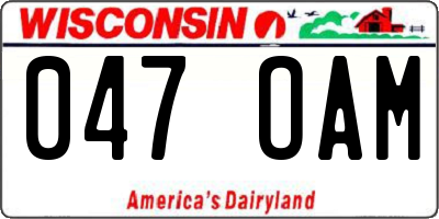WI license plate 047OAM
