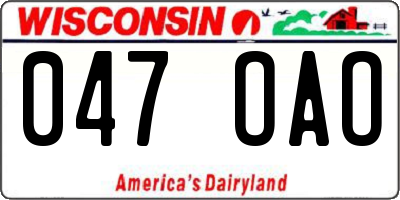 WI license plate 047OAO