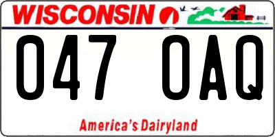 WI license plate 047OAQ
