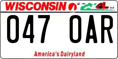 WI license plate 047OAR