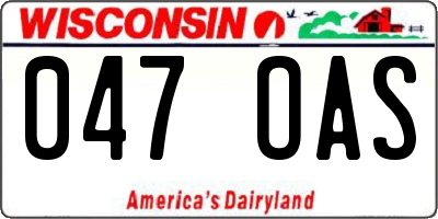 WI license plate 047OAS