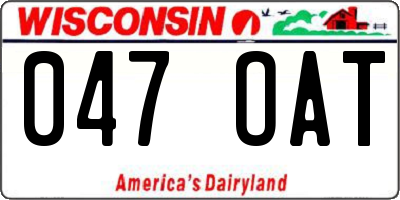WI license plate 047OAT