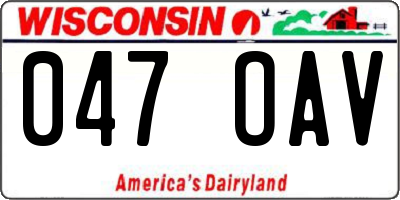 WI license plate 047OAV