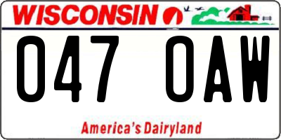 WI license plate 047OAW