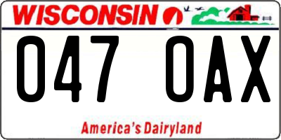 WI license plate 047OAX