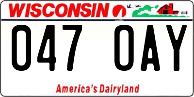 WI license plate 047OAY