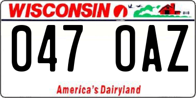 WI license plate 047OAZ