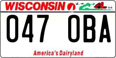 WI license plate 047OBA