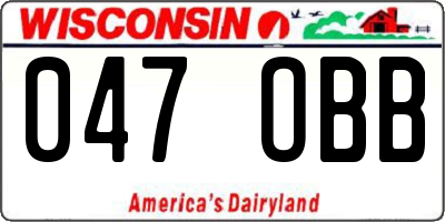 WI license plate 047OBB