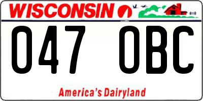 WI license plate 047OBC