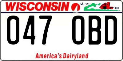 WI license plate 047OBD