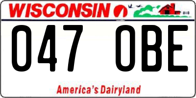 WI license plate 047OBE