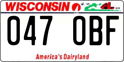 WI license plate 047OBF