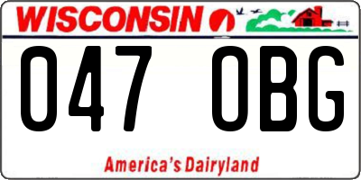 WI license plate 047OBG